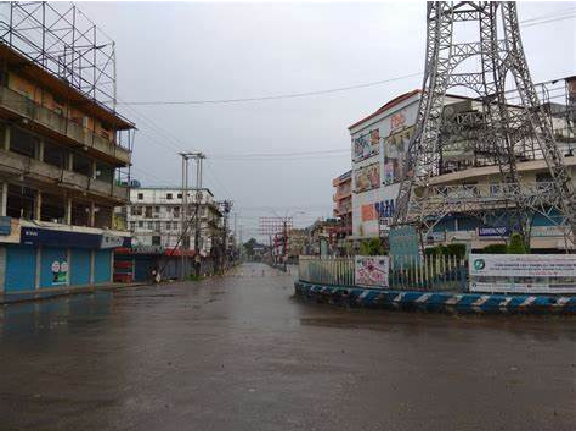 A view of Dimapur's City Clock Tower Junction  during a lockdown in July 2020. The DC  Dimapur has informed that there will be night curfew on all days starting  April 23 between 8pm and 5am. (Representative Image: Morung File Photo)